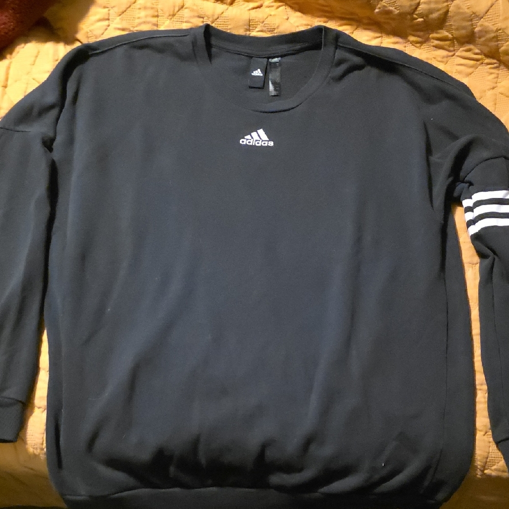 Adidas Black Sweatshirt with White Stripes